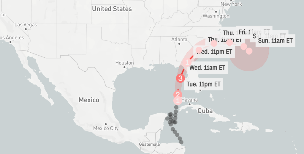 इडालिया: शक्तिशाली आँधी फ्लोरिडा तर्फ सर्दै