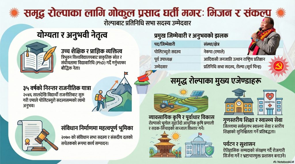 समृद्ध रोल्पाका लागि गोकुल प्रसाद घर्तीको दृढ दृष्टि र अनुभवी नेतृत्व